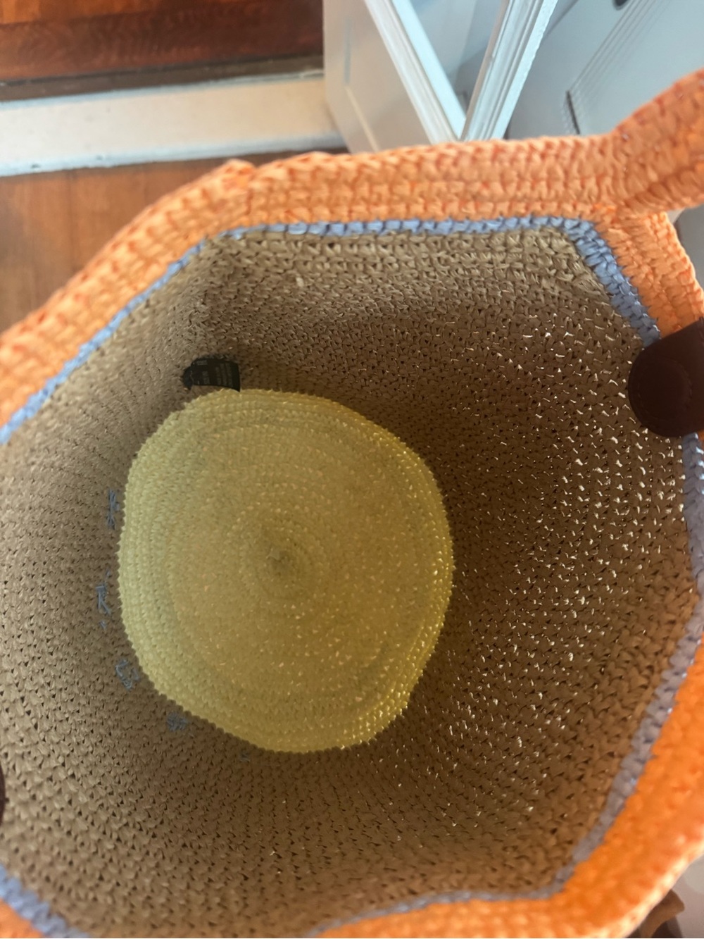 Marni Handwoven Straw Tote in Brown, Orange & Yellow - Picture 5 of 6